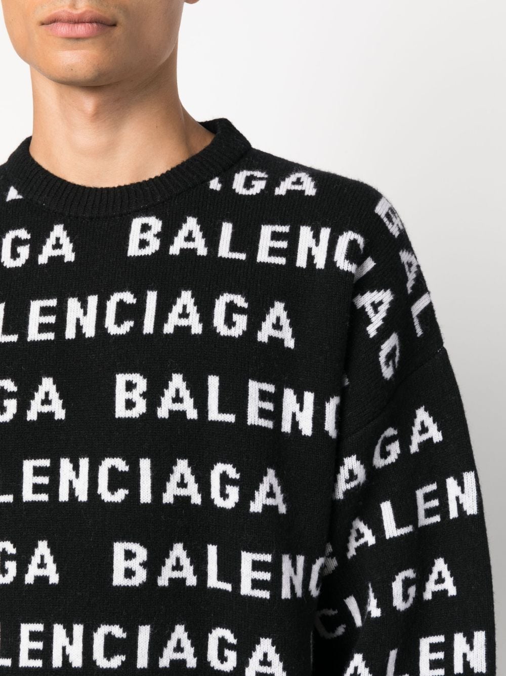 BALENCIAGA Luxurious Men's White Wool Sweater for FW23