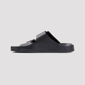 BALENCIAGA Men's Black Leather Sandals for SS24