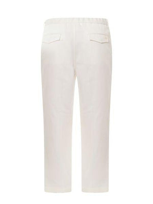 GUCCI White Cotton Drill Trousers with Web Detailing and GG Embroidery for Men