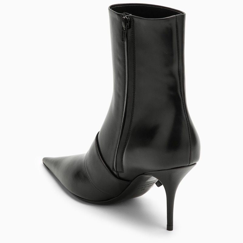 BALENCIAGA Ankle Boots for Women - Shiny Black Sheepskin with Accents