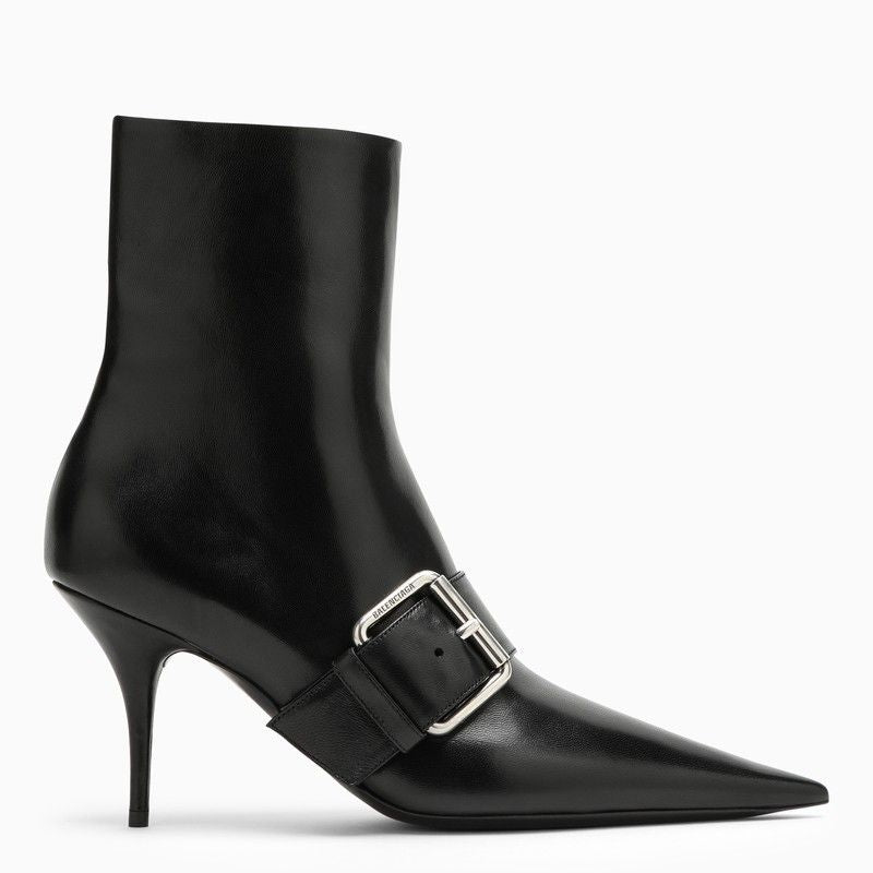 BALENCIAGA Black Leather Pointed Toe Ankle Boot for Women