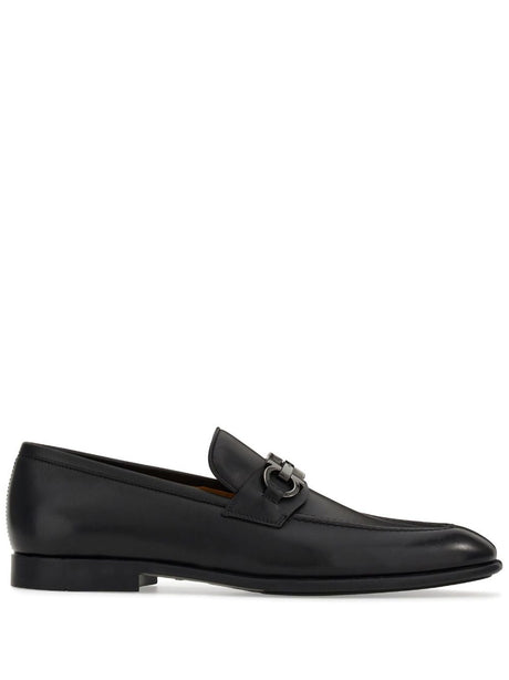 FERRAGAMO Gancini Hook-Buckle Leather Loafers for Men