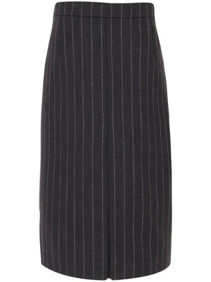 SAINT LAURENT Blue Pinstripe Wool Midi Skirt for Women