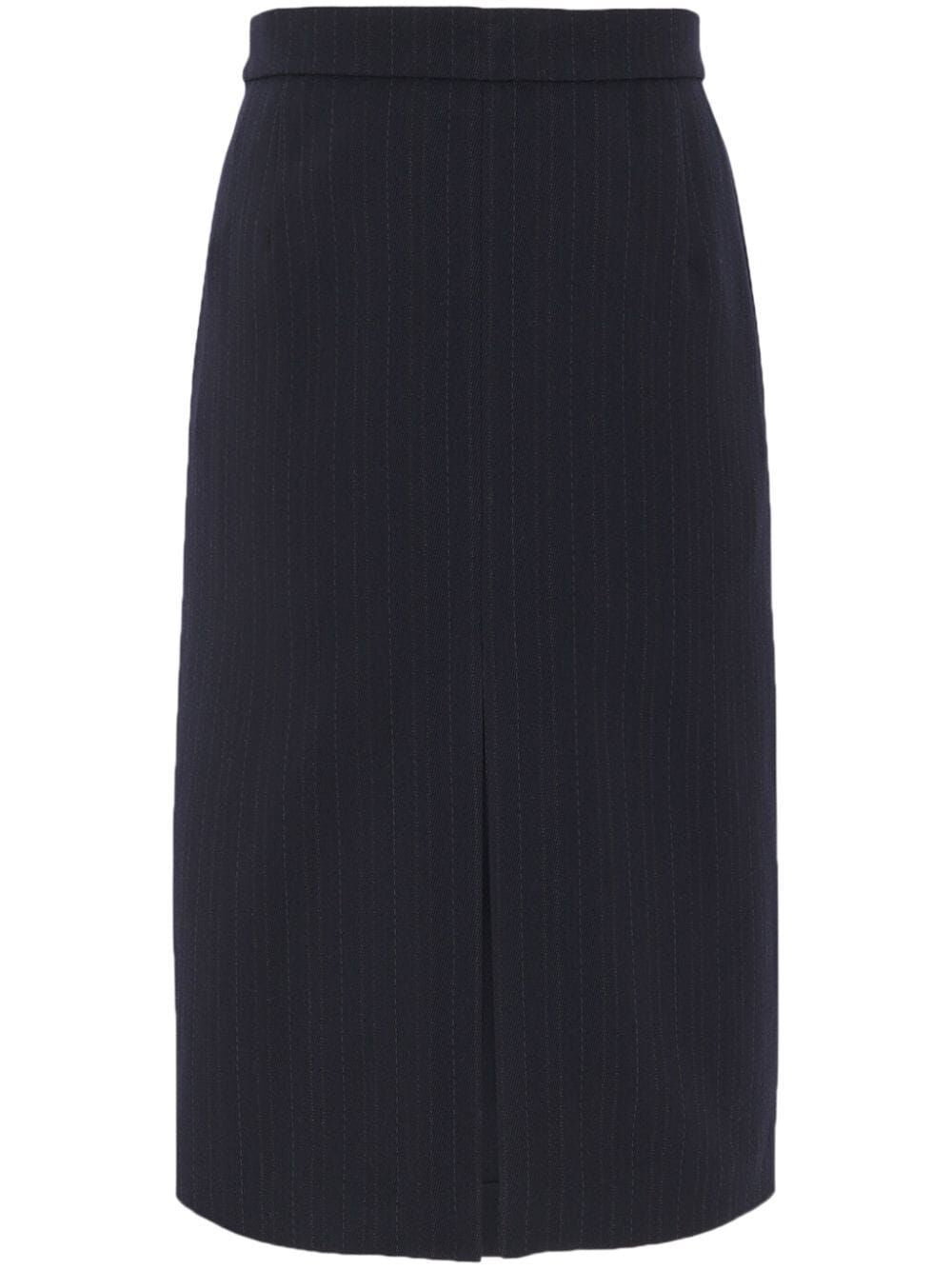 SAINT LAURENT Blue Pinstripe Wool Midi Skirt for Women