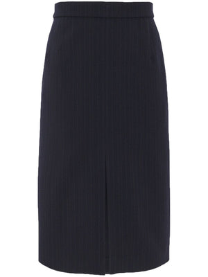 SAINT LAURENT Blue Pinstripe Wool Midi Skirt for Women