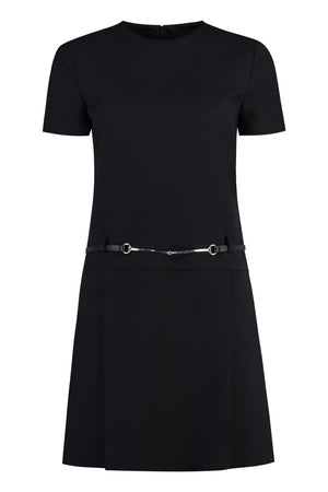 GUCCI Pleated Mini Dress with Leather Belt