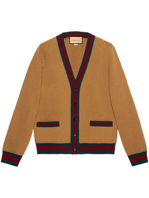 GUCCI Tan Wool Cardigan for Men - SS24 Collection