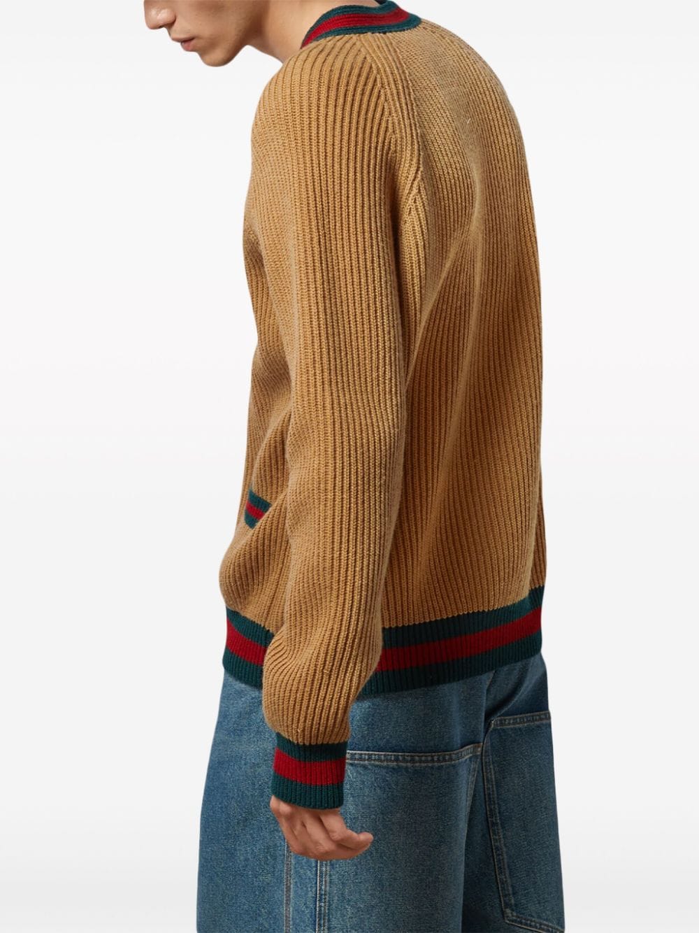 GUCCI Tan Wool Cardigan for Men - SS24 Collection