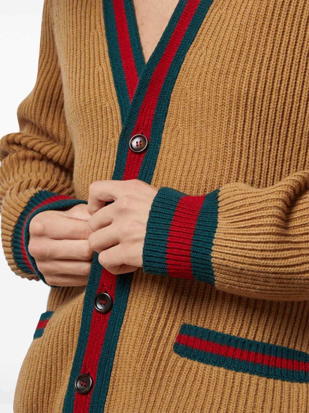 GUCCI Tan Wool Cardigan for Men - SS24 Collection