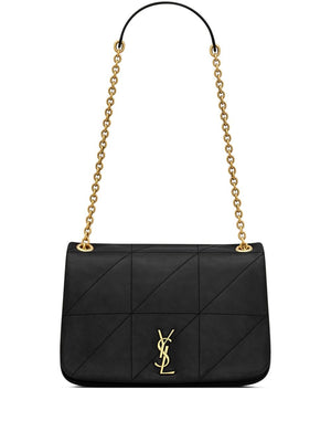 SAINT LAURENT Elegant Black Handbag with Golden Logo