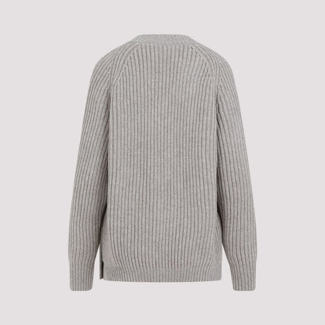 GUCCI Grey Ribbed Wool-Cashmere Sweater for Women