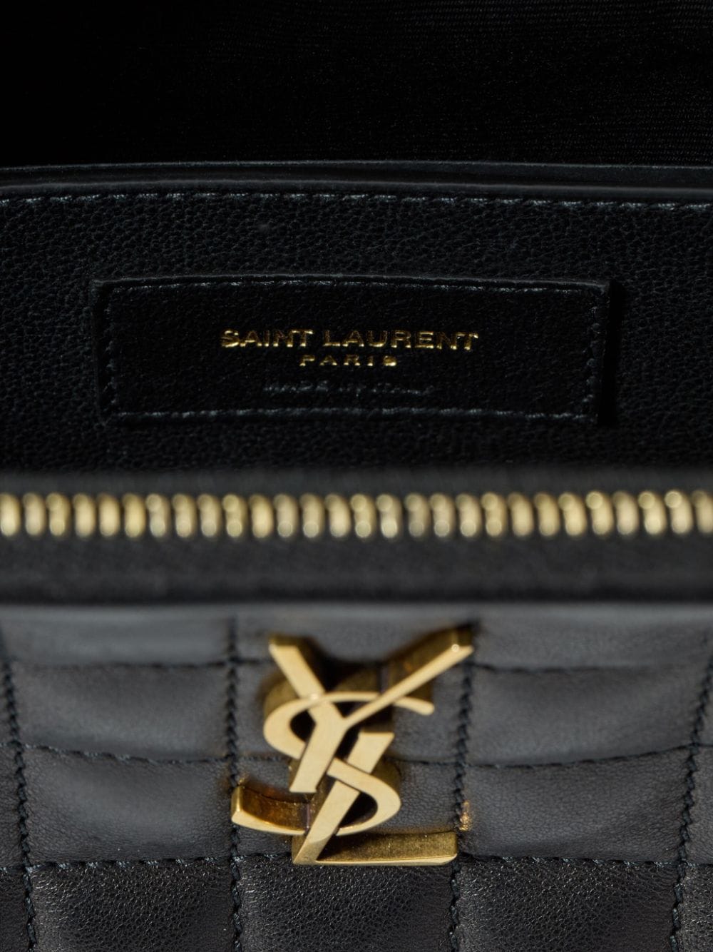 SAINT LAURENT Mini Quilted Lambskin Camera Crossbody Bag with Gold-Tone Accents