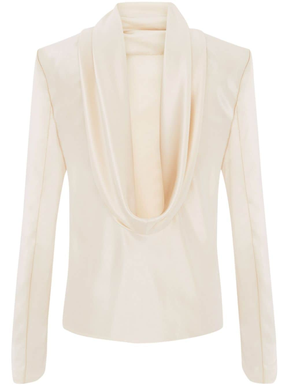 SAINT LAURENT Timeless Off-White Silk Roll Neck Blouse