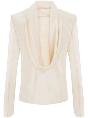 SAINT LAURENT Timeless Off-White Silk Roll Neck Blouse