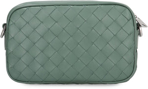 BOTTEGA VENETA Green Intrecciato Leather Mini Camera Bag with Adjustable Strap for Men, 20x12.5x5 cm