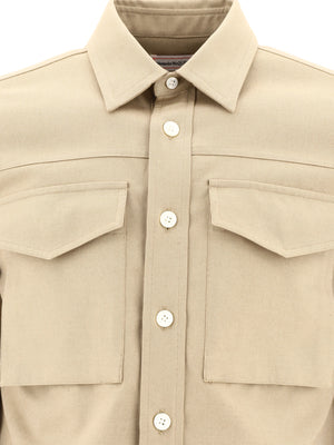 Áo Overshirt Beige với cổ tiếng Ý và túi áp phẳng cho nam giới
