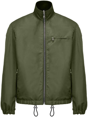 ALEXANDER MCQUEEN Men's Reversible Zippered Jacket with Logo Print and High Neck