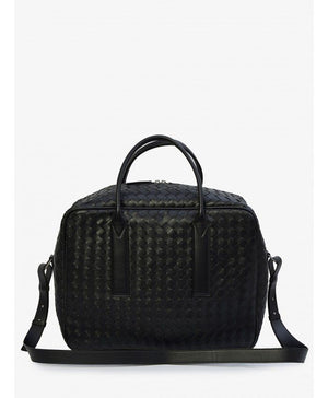 BOTTEGA VENETA Men's Black Leather Top-Handle Handbag for FW23