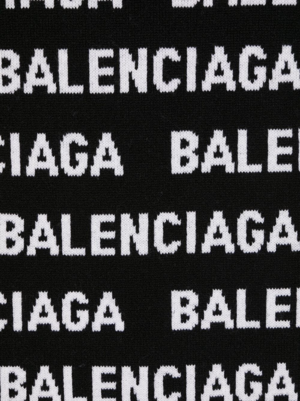 BALENCIAGA Black Intarsia-Knit Wool Scarf for Women - Sustainable & Stylish for the SS24 Season