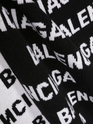 BALENCIAGA Allover Logo Wool Blend Scarf