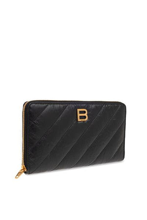 BALENCIAGA Black Quilted Leather Wallet for Women