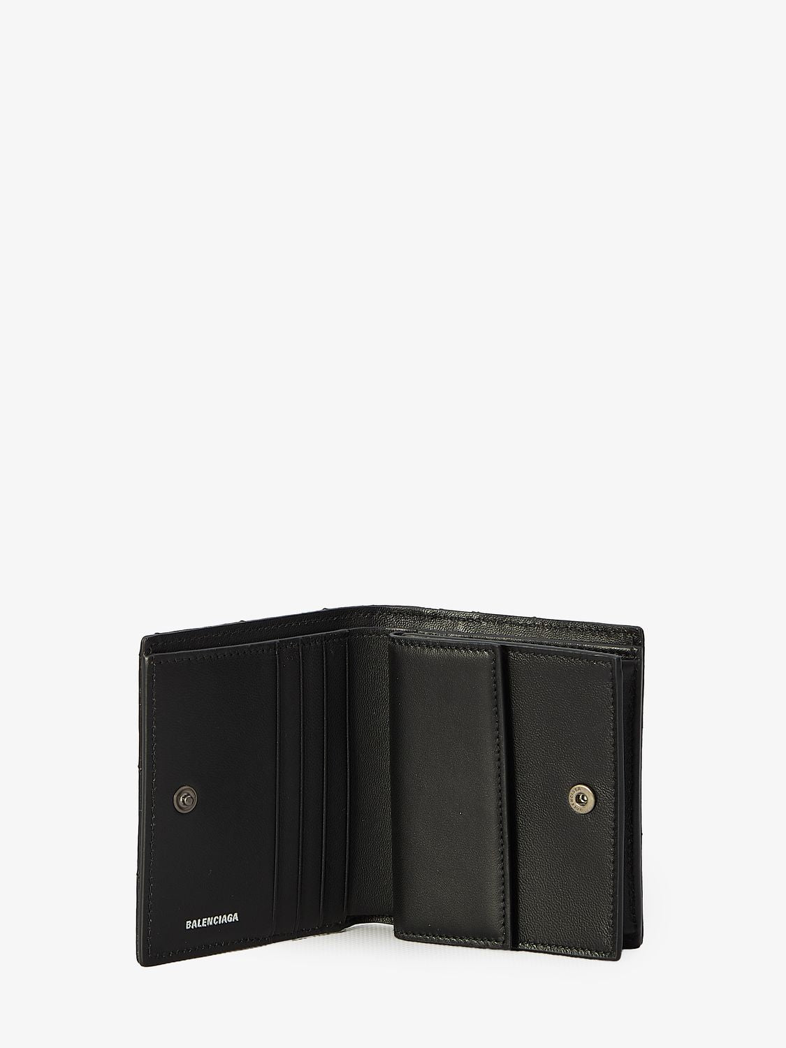 BALENCIAGA Mini Crushed Calfskin Wallet with Metallic Accent 10x8.5x2.5 cm