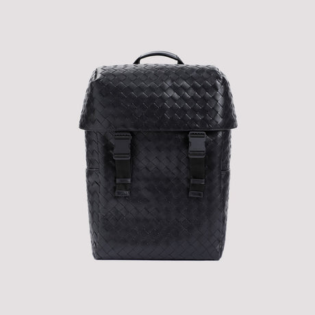 BOTTEGA VENETA Black Leather Backpack for Men - SS24 Collection