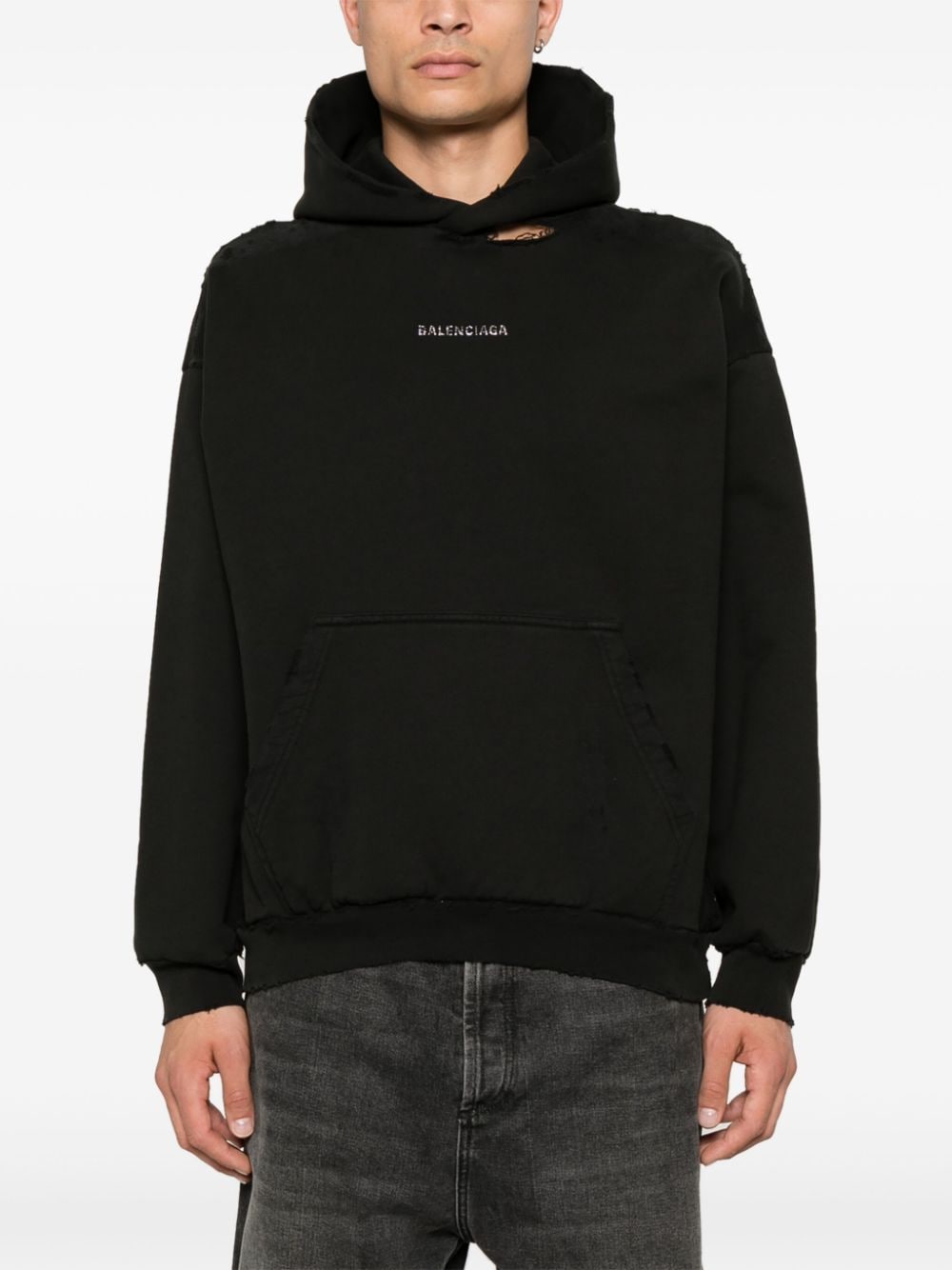 BALENCIAGA Distressed Hooded T-Shirt in Standard Men's Sizing