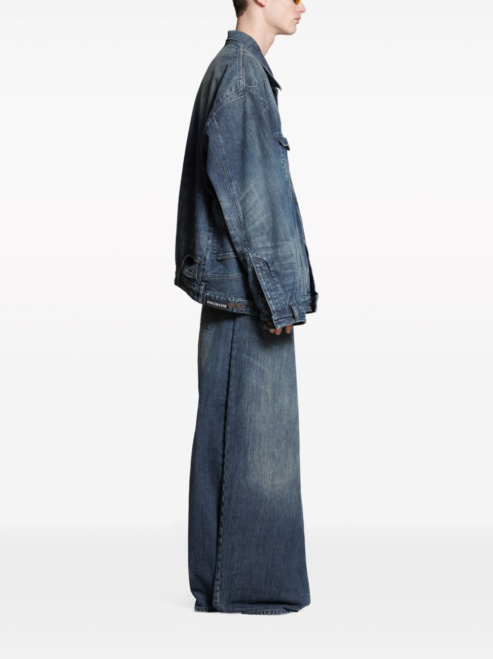 BALENCIAGA Men's Blue Cotton Denim Oversized Jacket for FW23