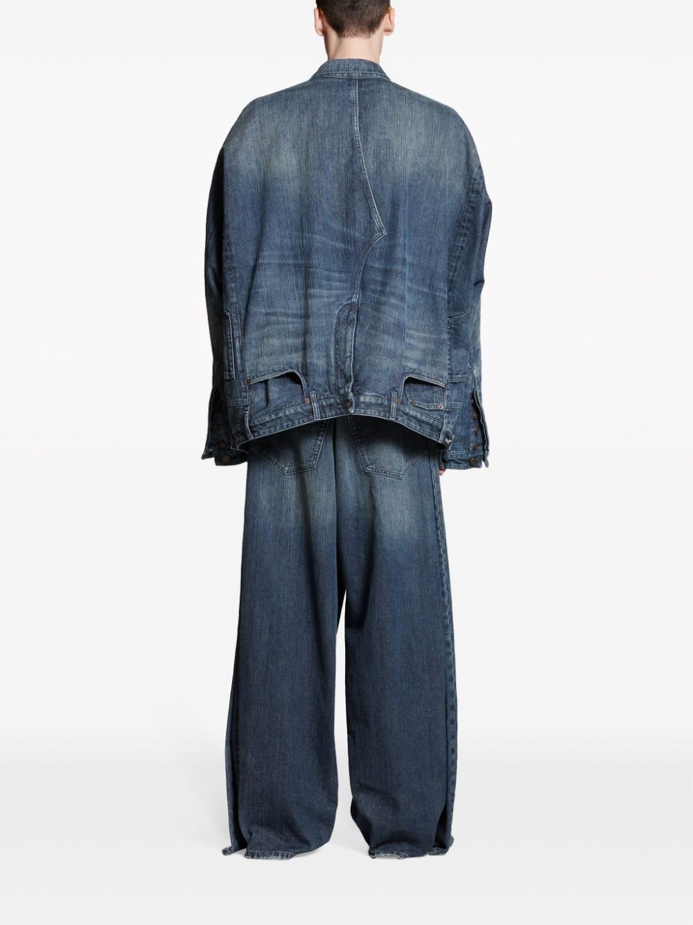 BALENCIAGA Men's Blue Cotton Denim Oversized Jacket for FW23