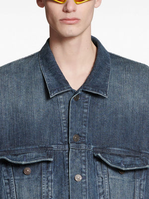 BALENCIAGA Men's Blue Cotton Denim Oversized Jacket for FW23