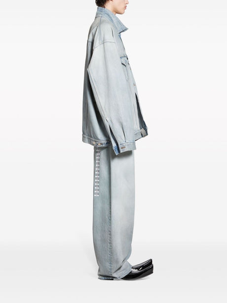 Áo khoác jean xanh unisex - Có túi nắp cài cúc