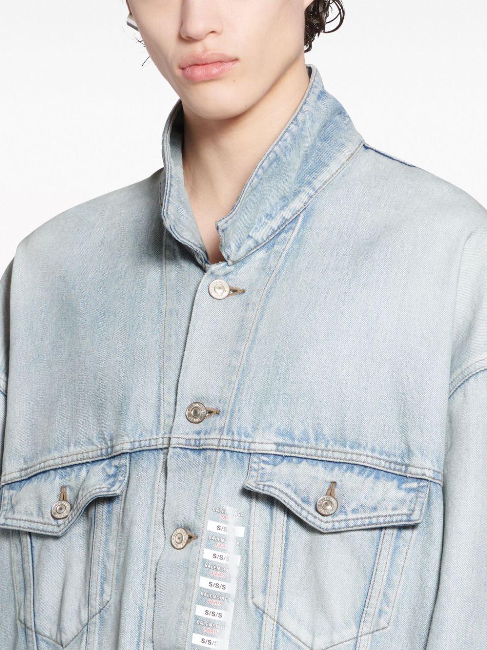 Unisex Blue Denim Jacket - Buttoned Front Pockets - Balenciaga Size Guide