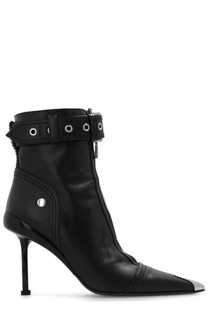ALEXANDER MCQUEEN Stylish Black Leather Ankle Boots for Women - 2024 FW Collection