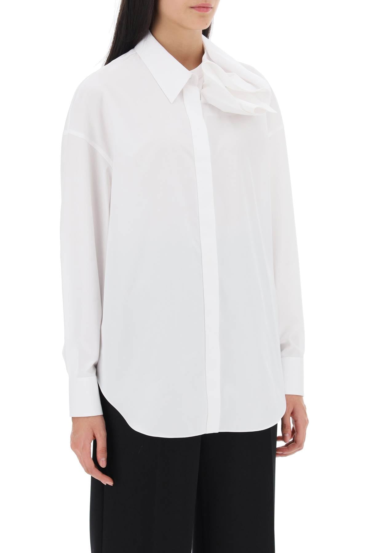 ALEXANDER MCQUEEN Floral White Cotton Poplin Shirt for Women