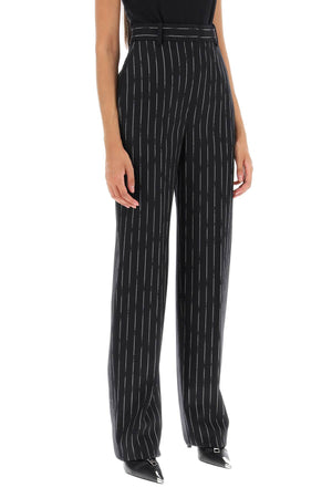 ALEXANDER MCQUEEN Black Striped Straight-Leg Cotton Pants