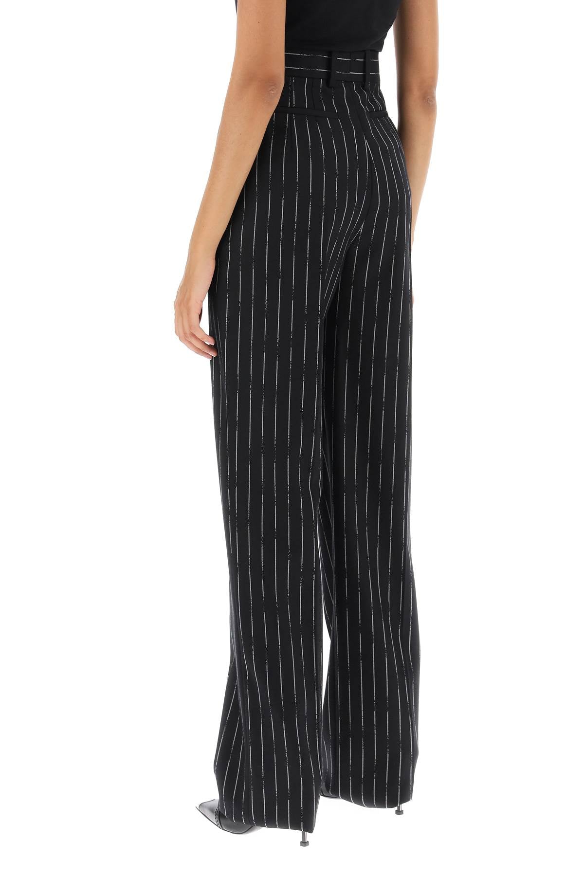 ALEXANDER MCQUEEN Black Striped Straight-Leg Cotton Pants