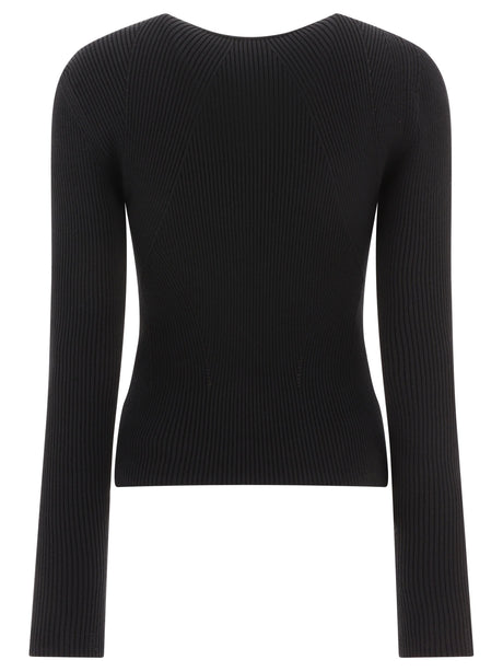 ALEXANDER MCQUEEN 2024 Women's Black Knit Sweater for 23FW Season