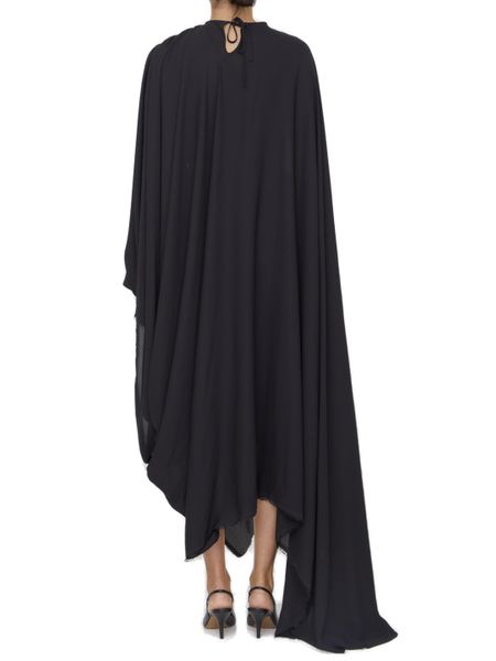 BALENCIAGA Black Crepe Dress with Lace-Up Closure and Asymmetric Hem