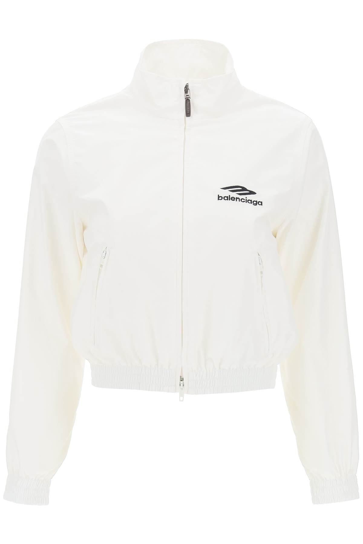 BALENCIAGA Sporty White Mini Jacket with Black Logo