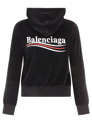 BALENCIAGA Black Political Campaign Zip-Up Hoodie for Women