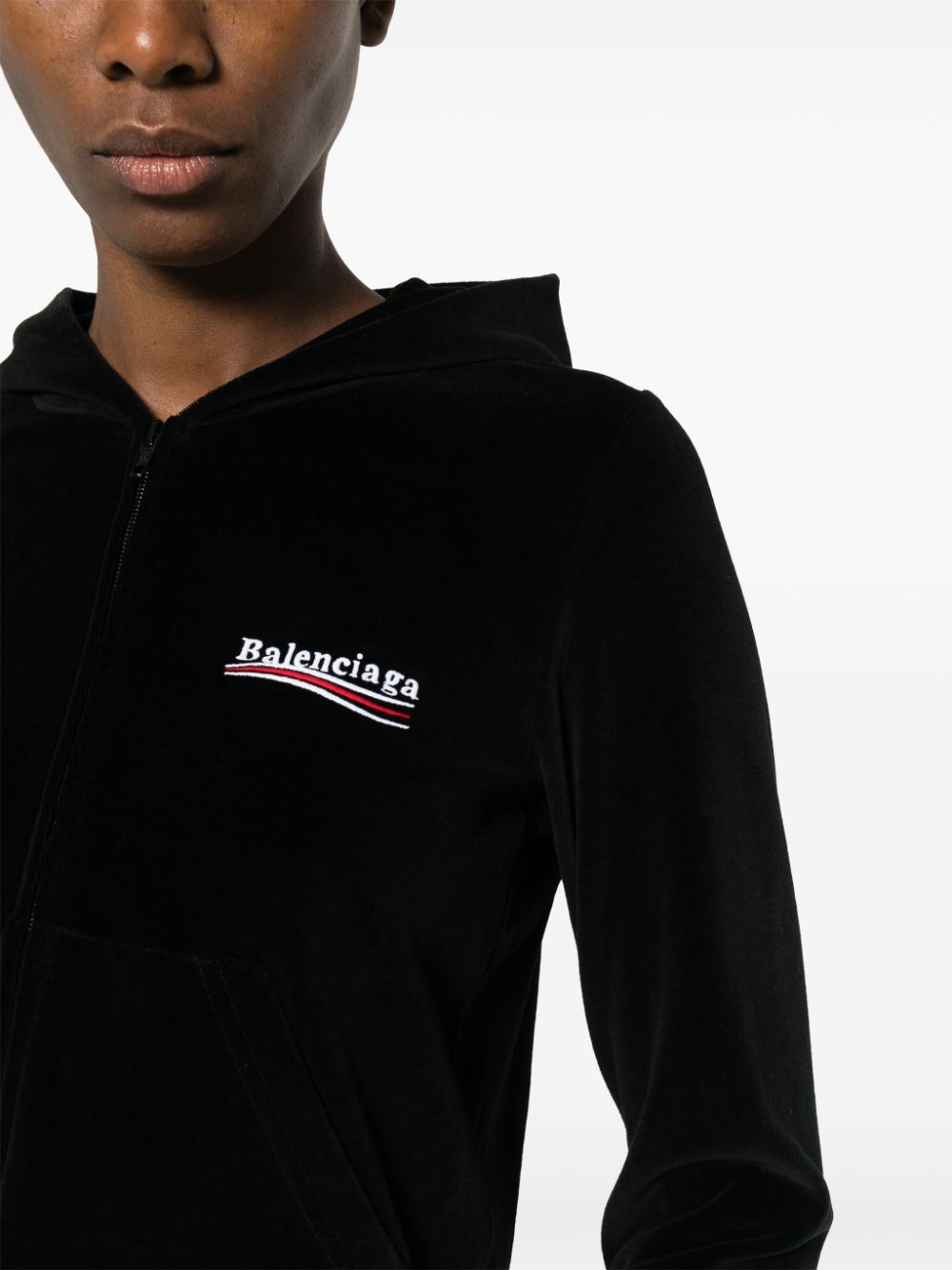 BALENCIAGA Black Political Campaign Zip-Up Hoodie for Women