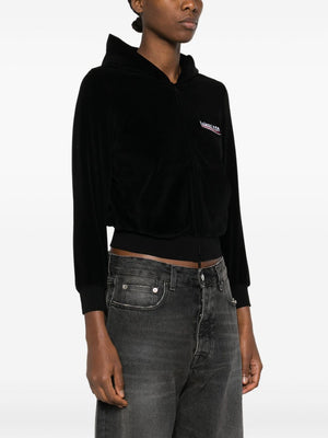 BALENCIAGA Black Political Campaign Zip-Up Hoodie for Women