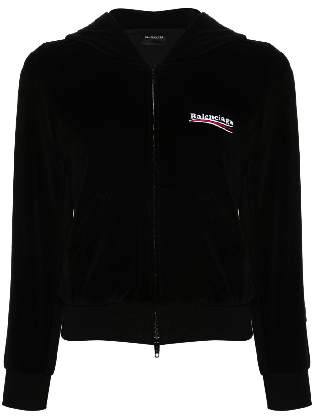 BALENCIAGA Black Political Campaign Zip-Up Hoodie for Women