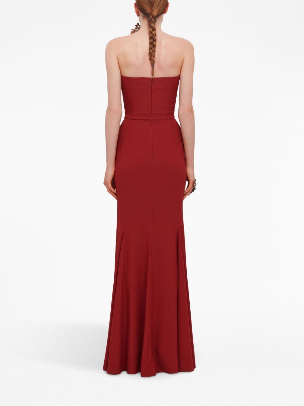 Đầm dài đính đá Red Peaked-Bust cho phụ nữ