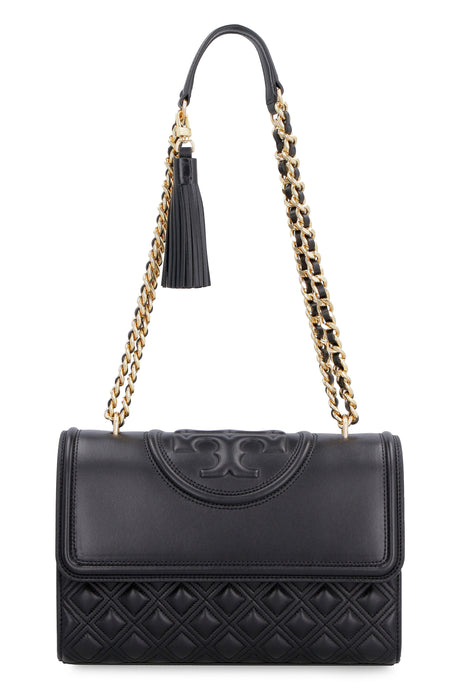 TORY BURCH Stylish Black Leather Convertible Shoulder Handbag for Women