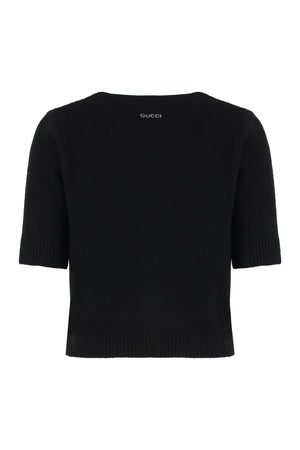GUCCI Luxurious Black Wool and Cashmere Knit Cardigan for Women