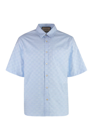 GUCCI Light Blue Cotton Oxford Shirt for Men