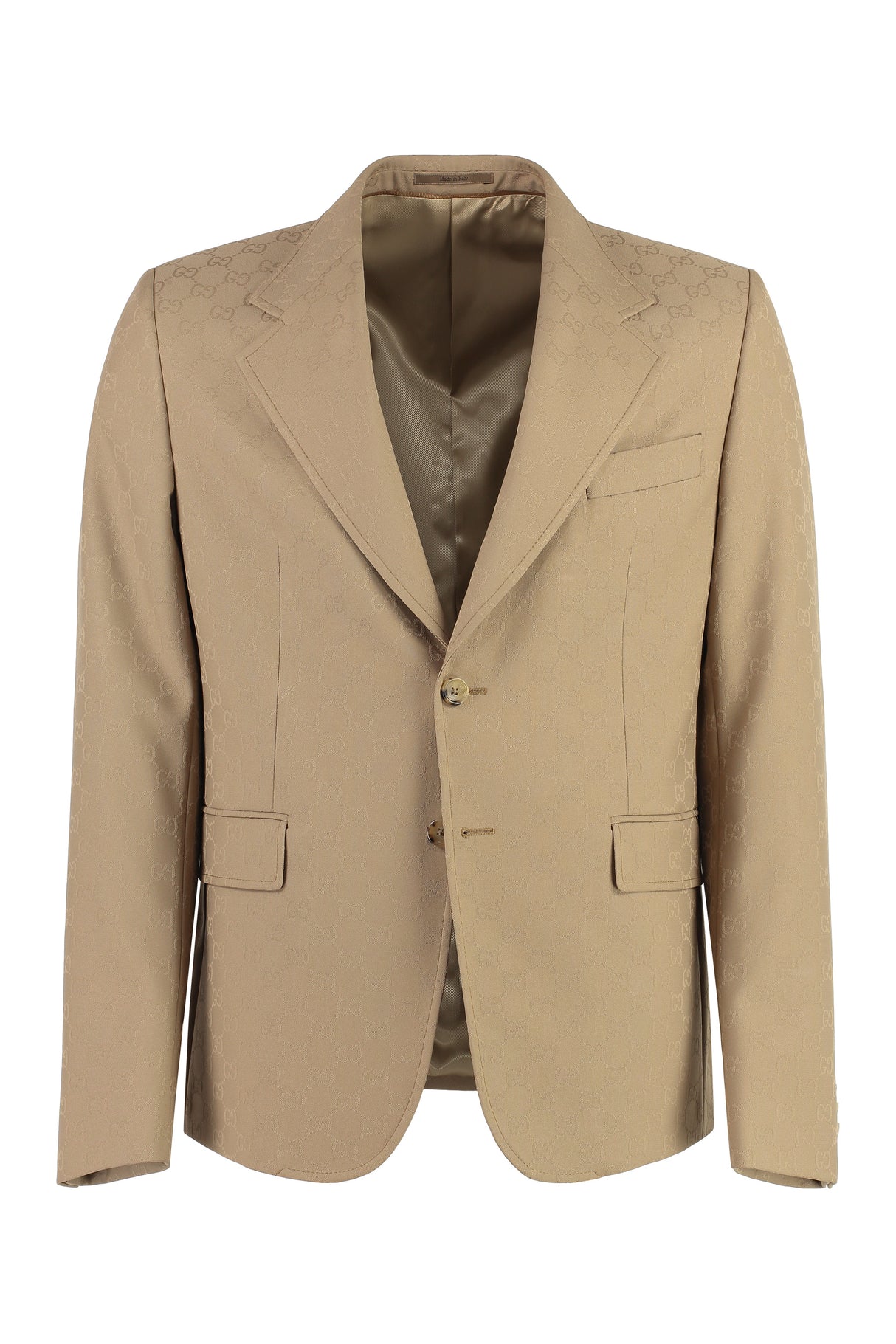 GUCCI Men's Single-Breasted Two-Button Jacket in Beige for SS24 Collection