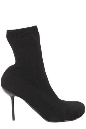 BALENCIAGA Women's Black Ankle Boots with Slim Heel and Sock-Like Upper